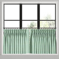 Pinch Pleat Cafe Curtains in Woven Cotton - Aqua