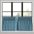Pinch Pleat Cafe Curtains in Woven Cotton - Deep Blue