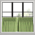 Pinch Pleat Cafe Curtains in Woven Cotton - Green