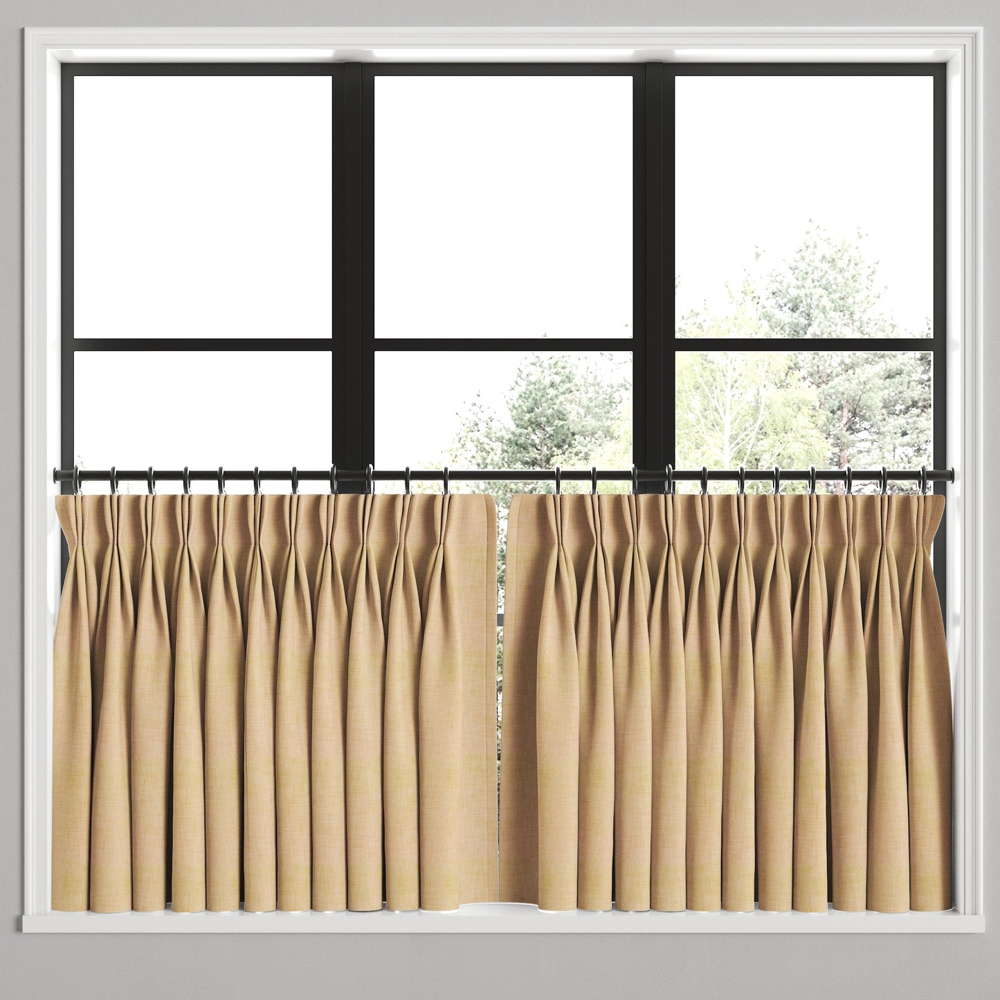 Pinch Pleat Cafe Curtains in Woven Cotton - Melon