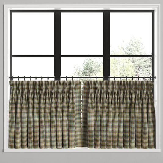 Pinch Pleat Cafe Curtains in Speakeasy - Heritage