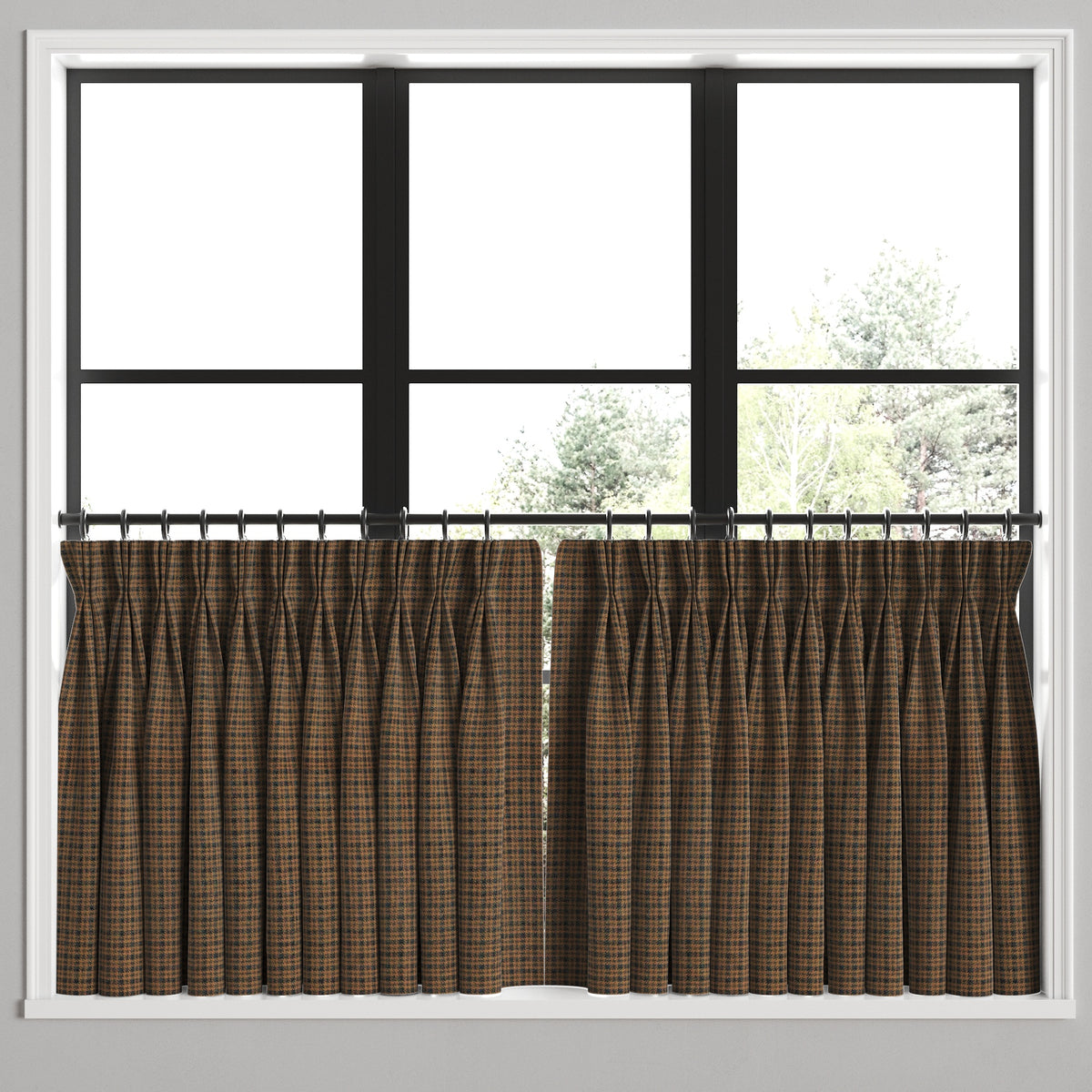 Pinch Pleat Cafe Curtains in Speakeasy - Tobacco