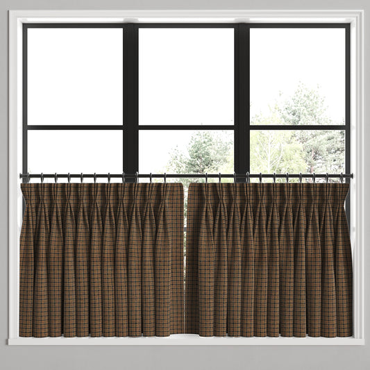 Pinch Pleat Cafe Curtains in Speakeasy - Tobacco