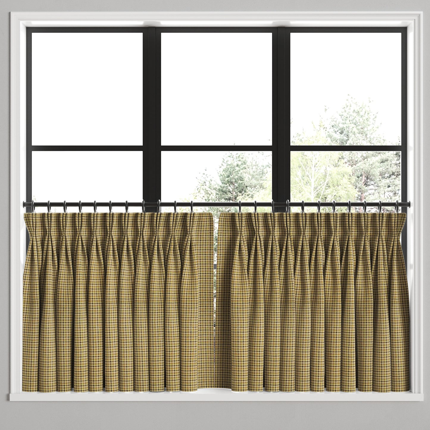 Pinch Pleat Cafe Curtains in Speakeasy - Woodland