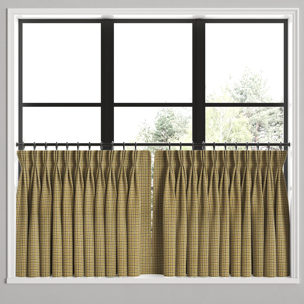 Pinch Pleat Cafe Curtains in Speakeasy - Woodland