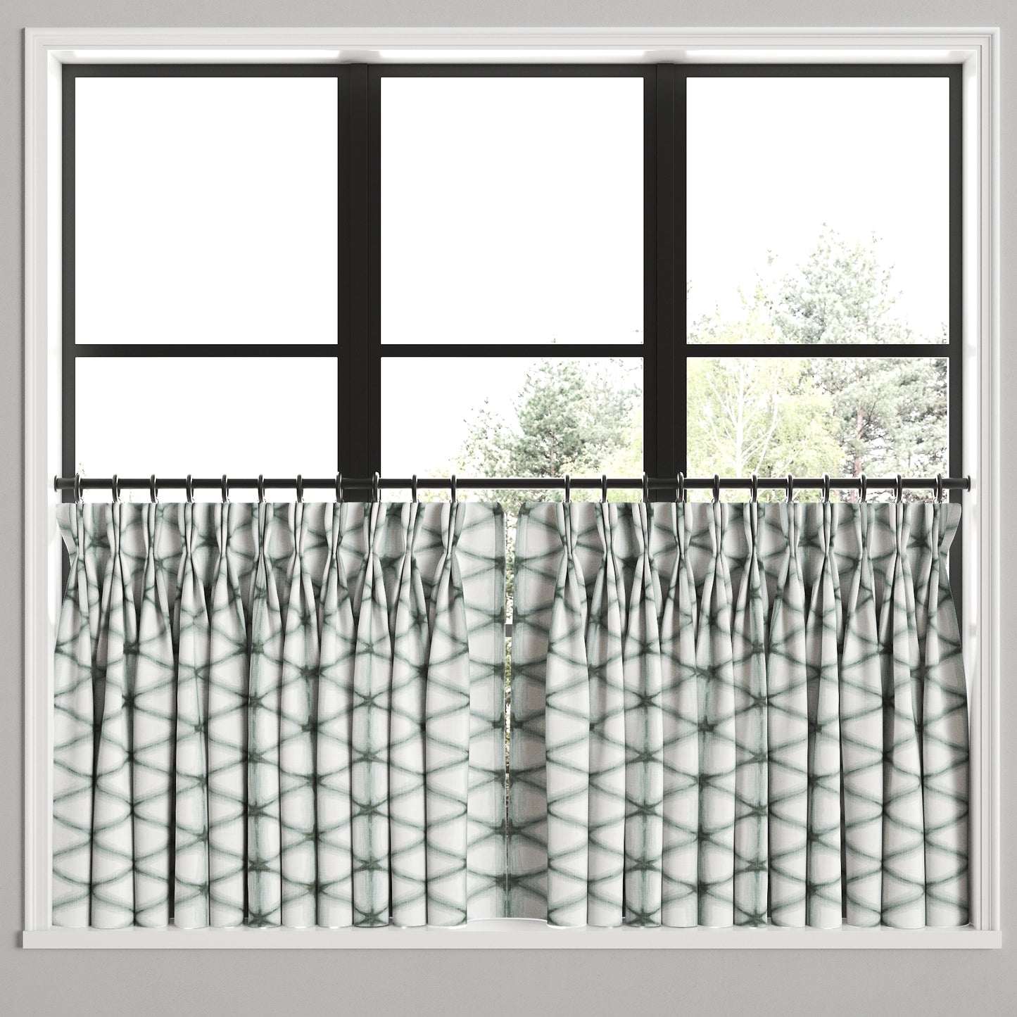 Pinch Pleat Cafe Curtains in Point Taken - Frost