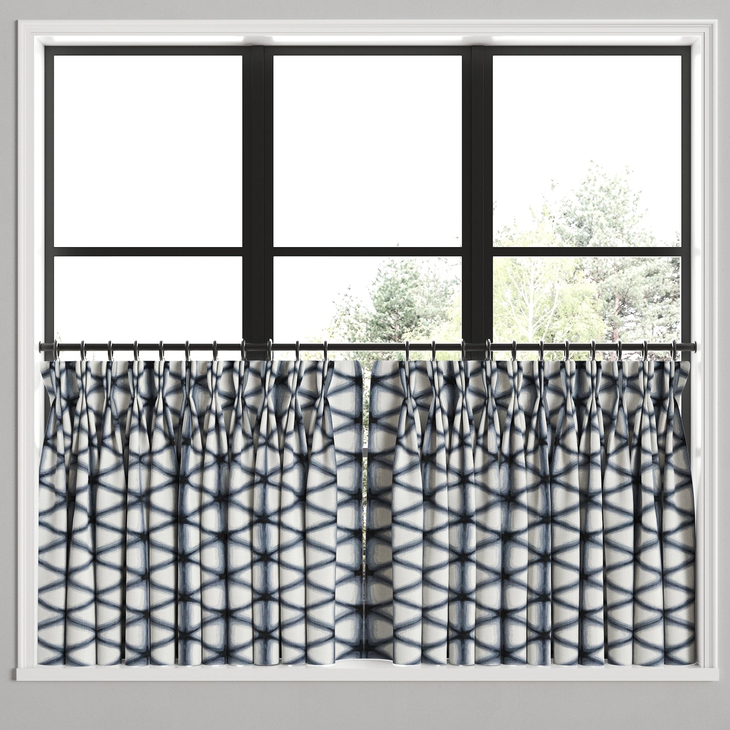 Pinch Pleat Cafe Curtains in Point Taken - Ink