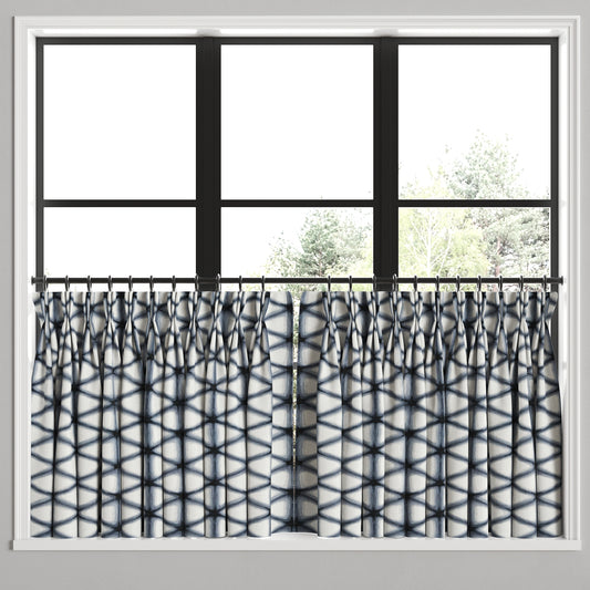 Pinch Pleat Cafe Curtains in Point Taken - Ink