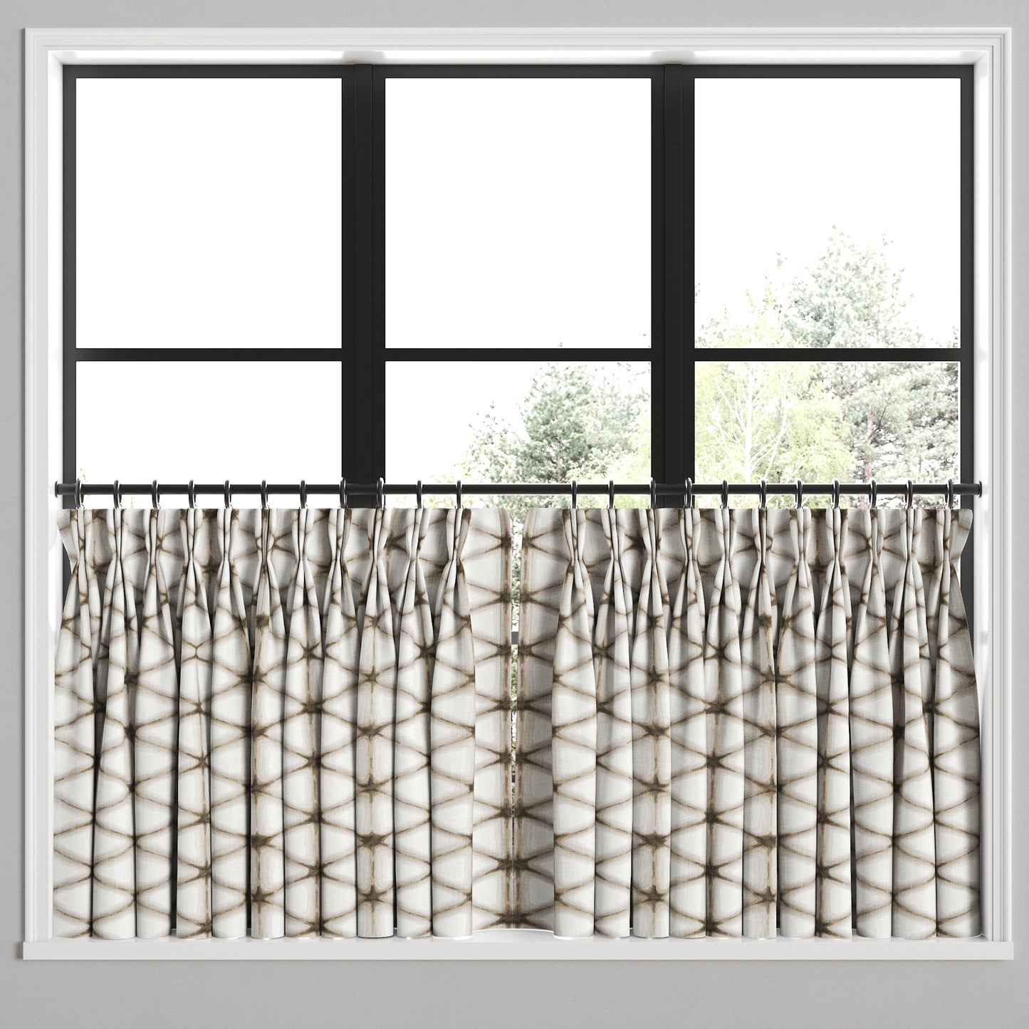 Pinch Pleat Cafe Curtains in Point Taken - Wood