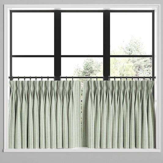 Pinch Pleat Cafe Curtains in Candy Shop Stripes - Bottleglass