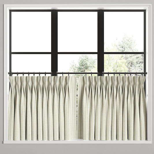 Pinch Pleat Cafe Curtains in Candy Shop Stripes - Dune