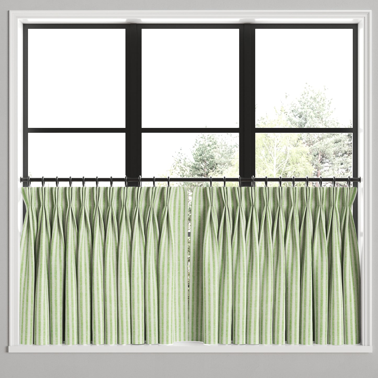 Pinch Pleat Cafe Curtains in Candy Shop Stripes - Lime