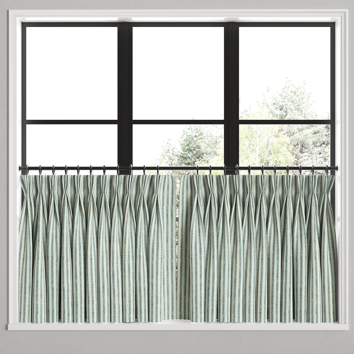 Pinch Pleat Cafe Curtains in Candy Shop Stripes - Navy