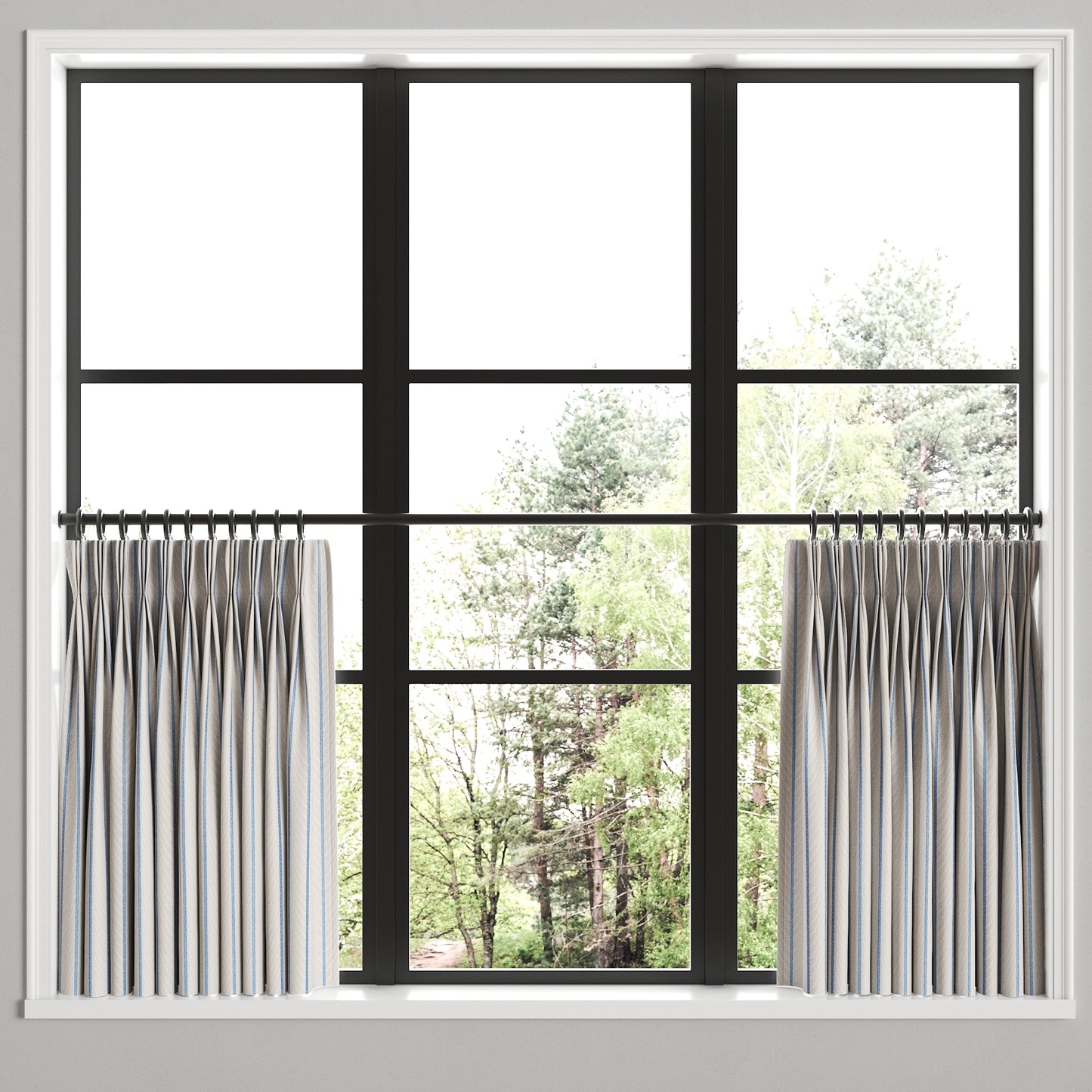 Pinch Pleat Cafe Curtains in Ophelia - Blue