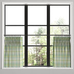 Pinch Pleat Cafe Curtains in Summer Plaid - Seaglass