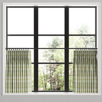 Pinch Pleat Cafe Curtains in Summer Plaid - Stone