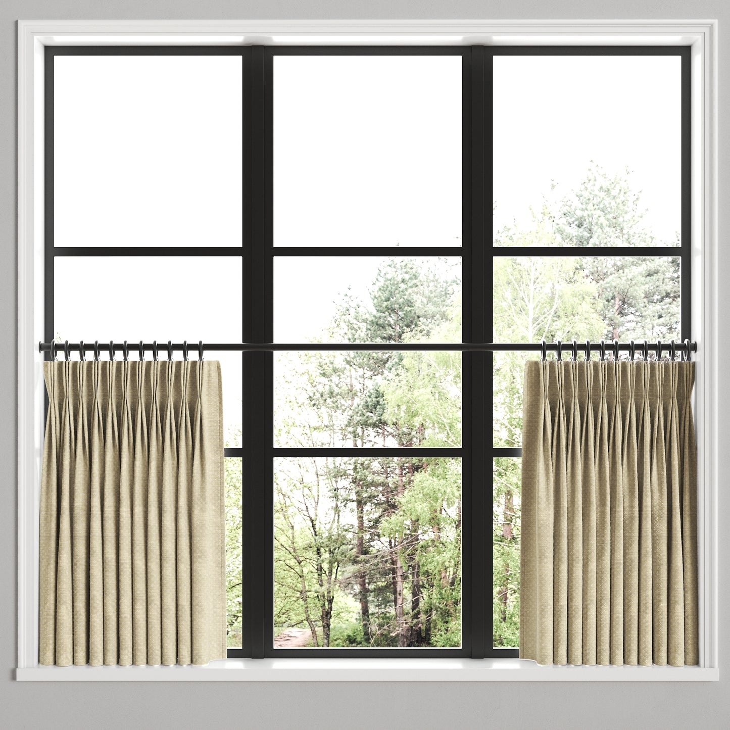 Pinch Pleat Cafe Curtains in Ditsy - Latte
