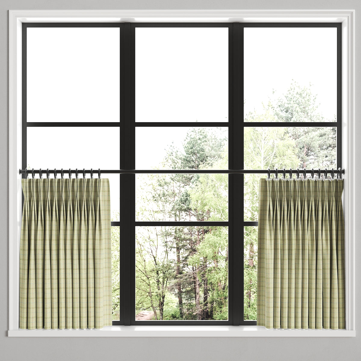 Pinch Pleat Cafe Curtains in After Hours - Fresco
