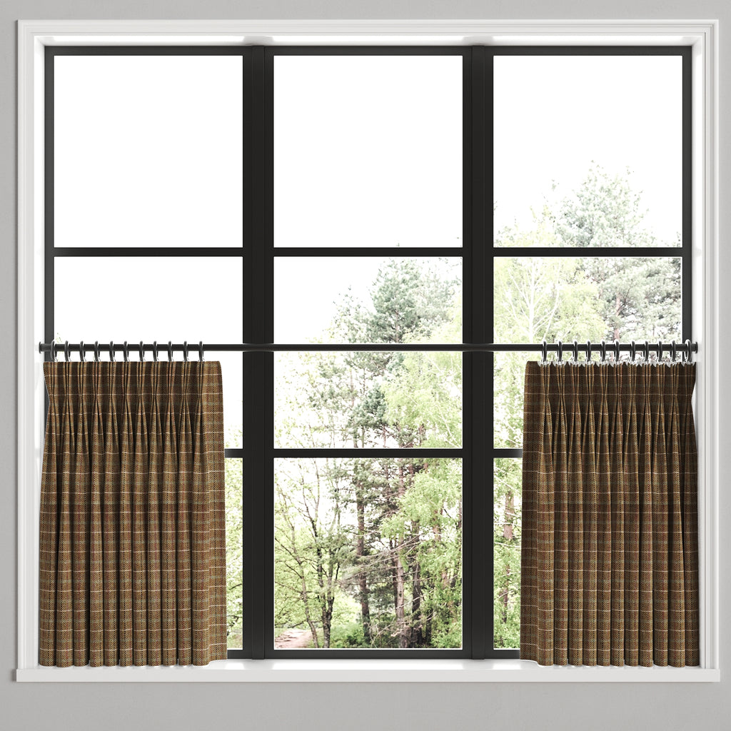 Pinch Pleat Cafe Curtains in After Hours - Espresso