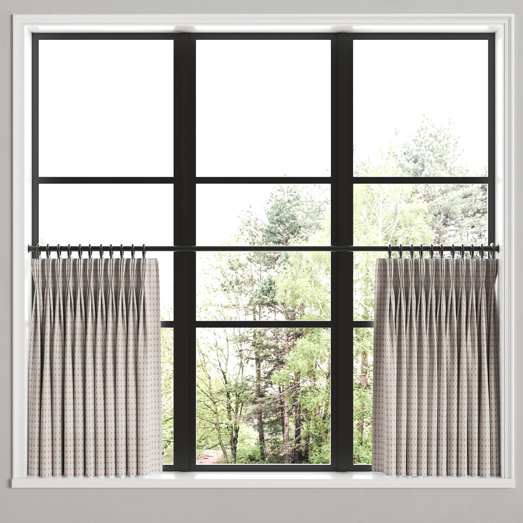 Pinch Pleat Cafe Curtains in Luxe Gingham - Blush