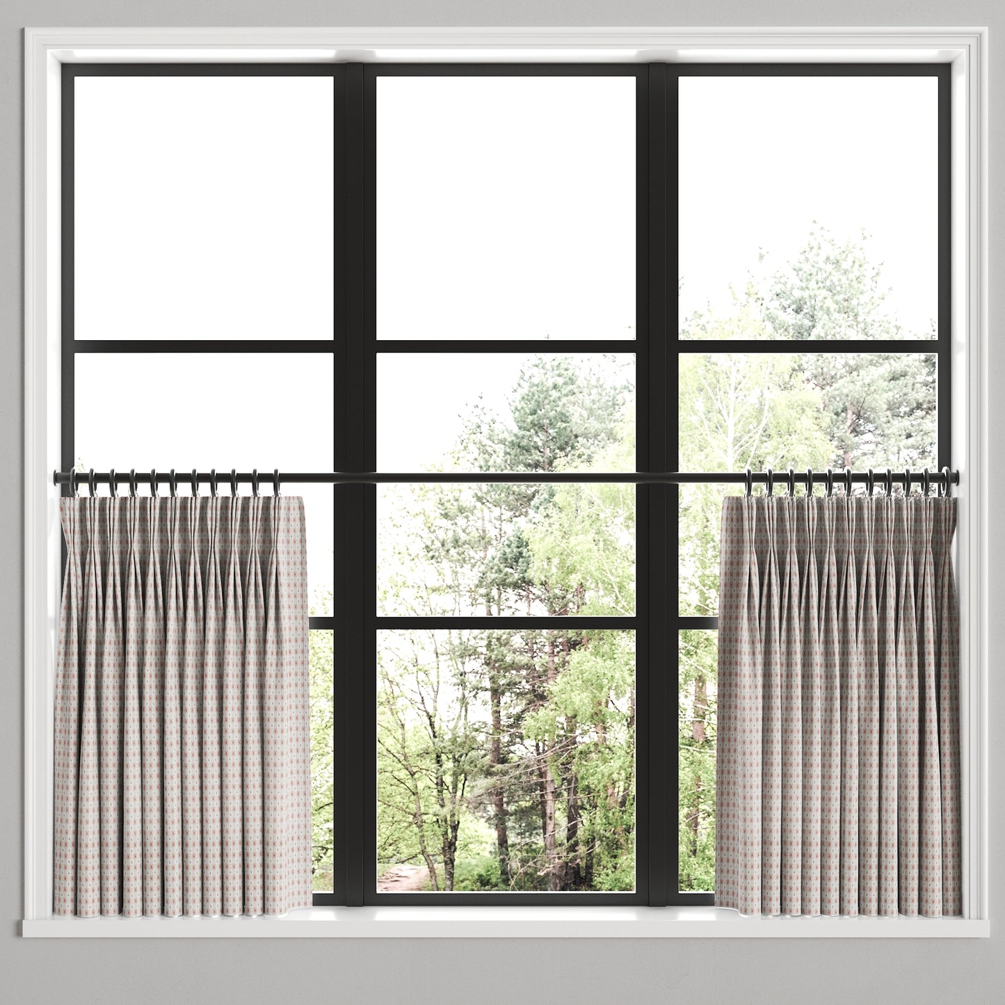Pinch Pleat Cafe Curtains in Luxe Gingham - Blush
