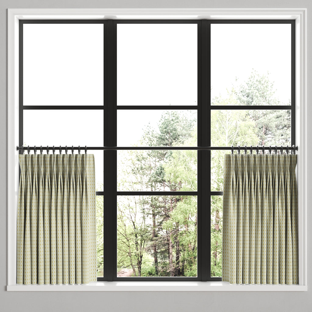 Pinch Pleat Cafe Curtains in Luxe Gingham - Butter