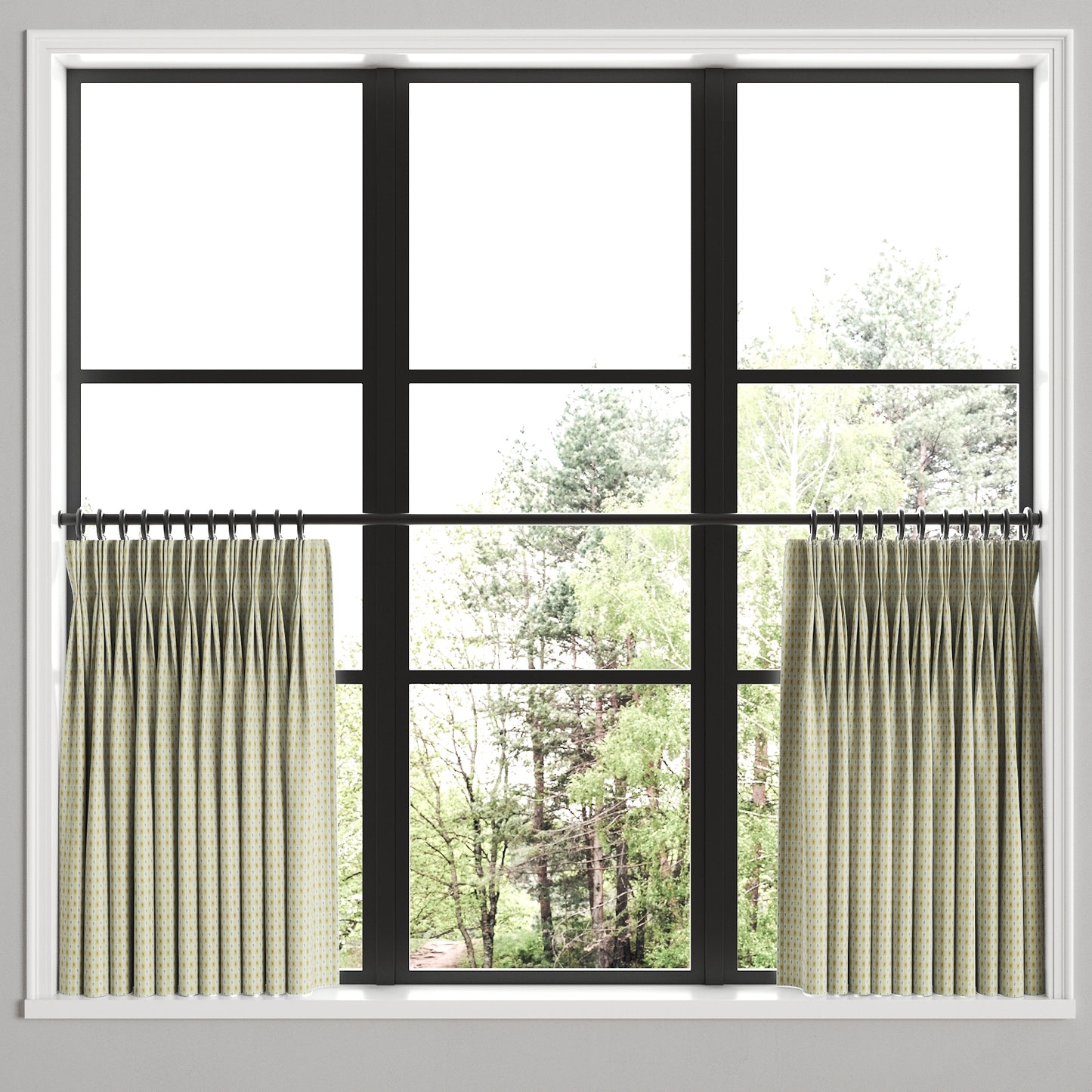 Pinch Pleat Cafe Curtains in Luxe Gingham - Butter