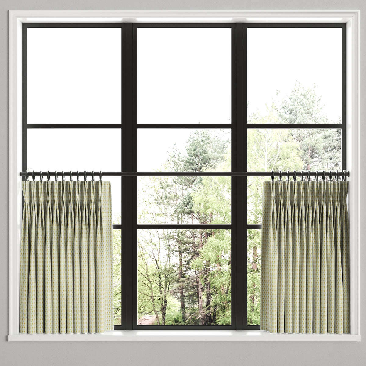 Pinch Pleat Cafe Curtains in Luxe Gingham - Butter