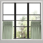 Pinch Pleat Cafe Curtains in Luxe Gingham - Celery