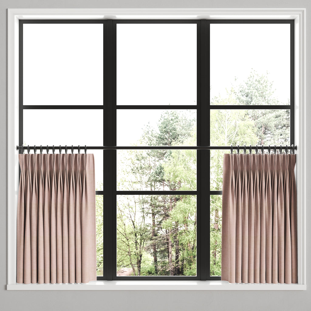 Pinch Pleat Cafe Curtains in Woven Cotton - Pink