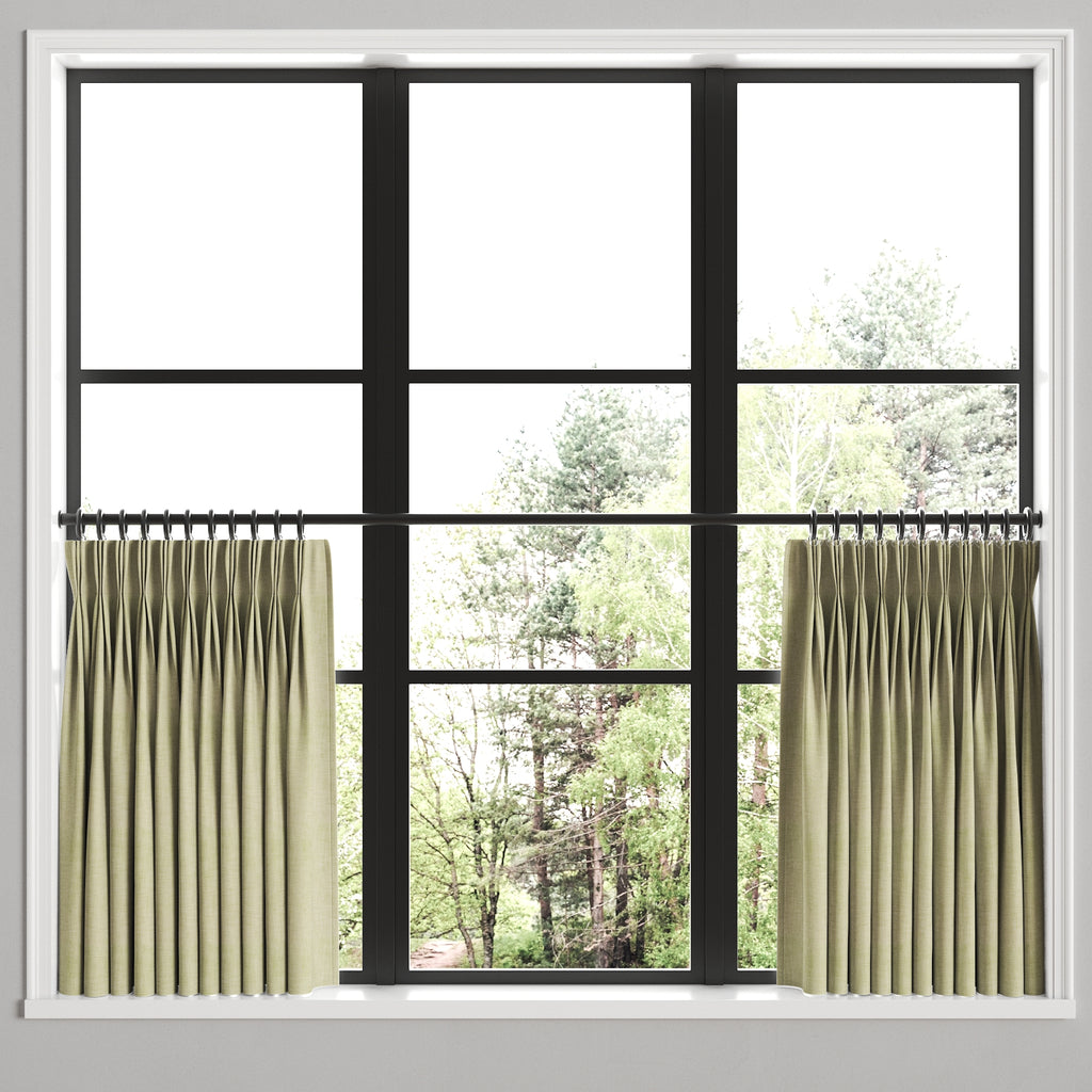 Pinch Pleat Cafe Curtains in Woven Cotton - Sand
