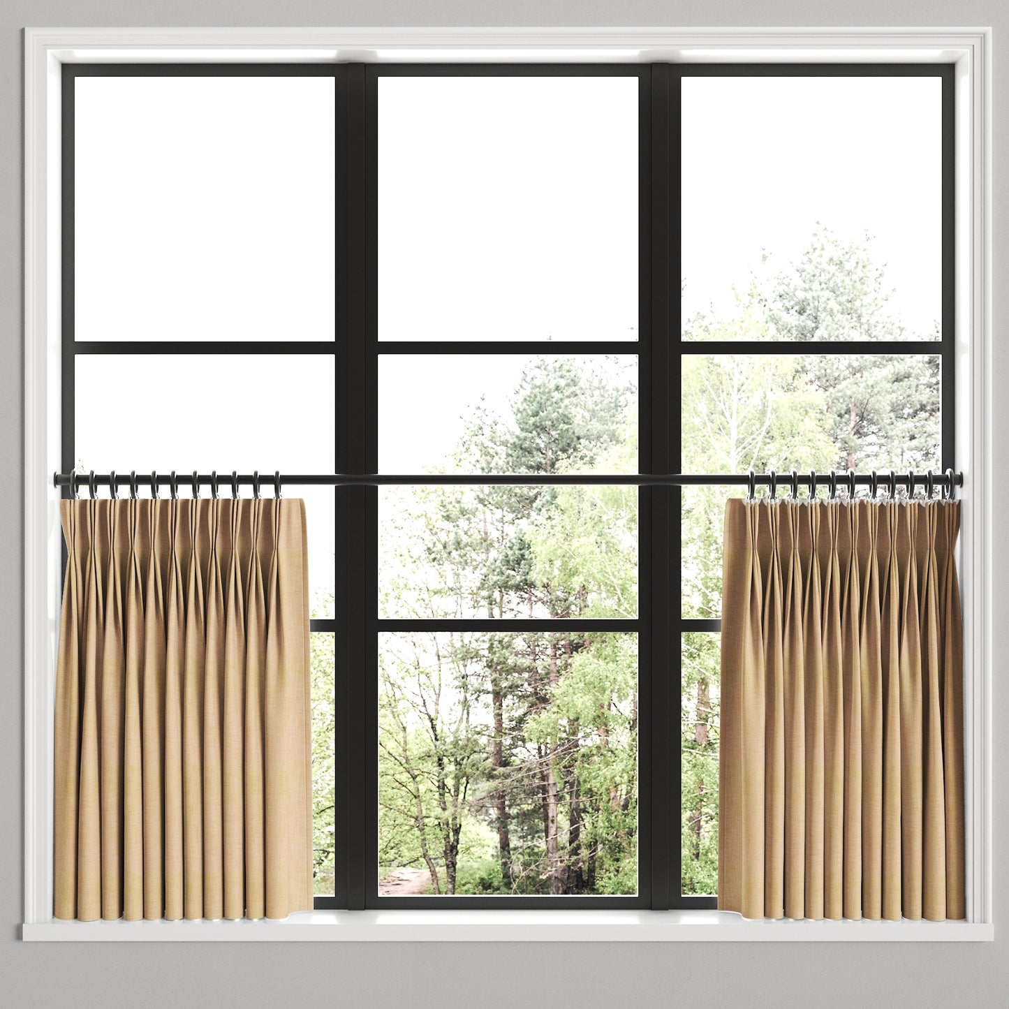 Pinch Pleat Cafe Curtains in Woven Cotton - Melon
