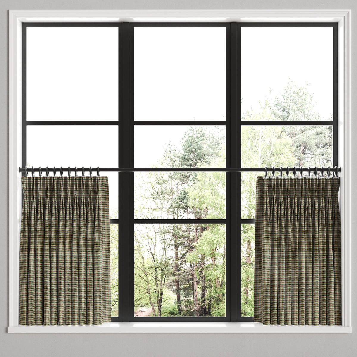 Pinch Pleat Cafe Curtains in Speakeasy - Heritage