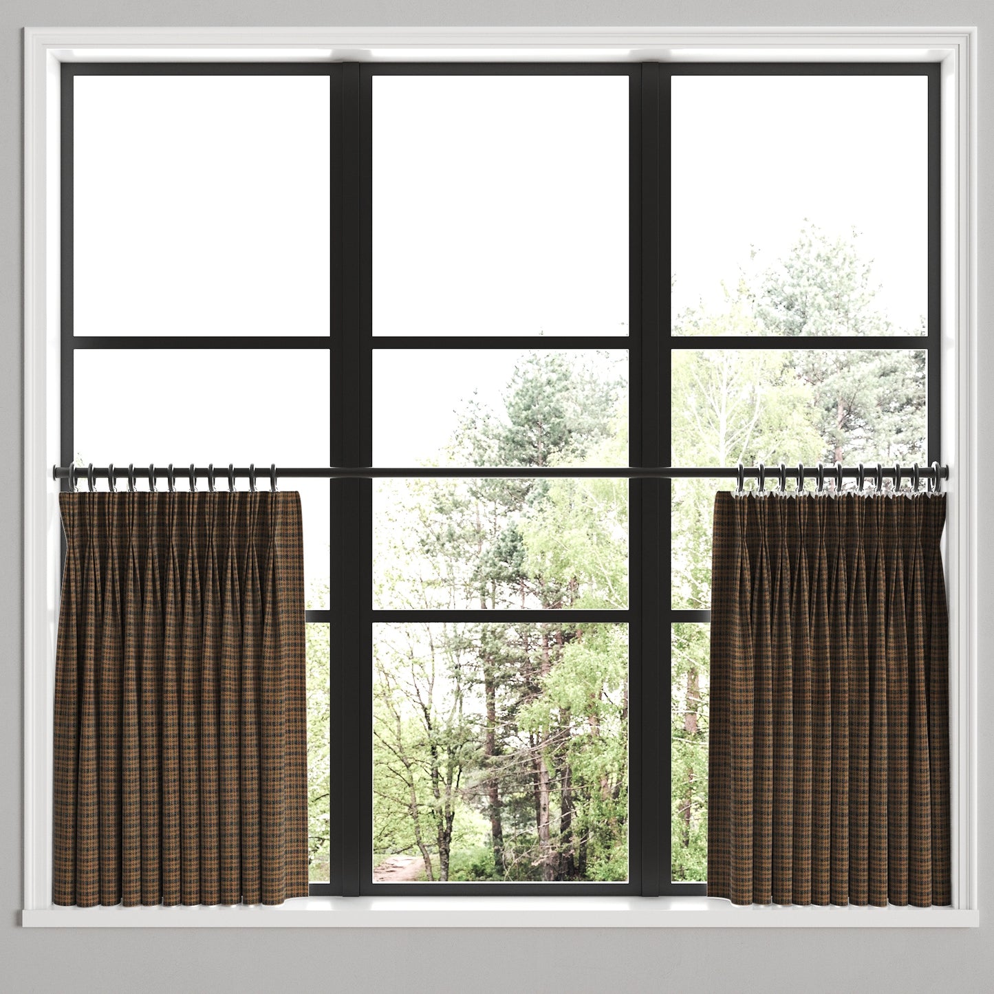 Pinch Pleat Cafe Curtains in Speakeasy - Tobacco