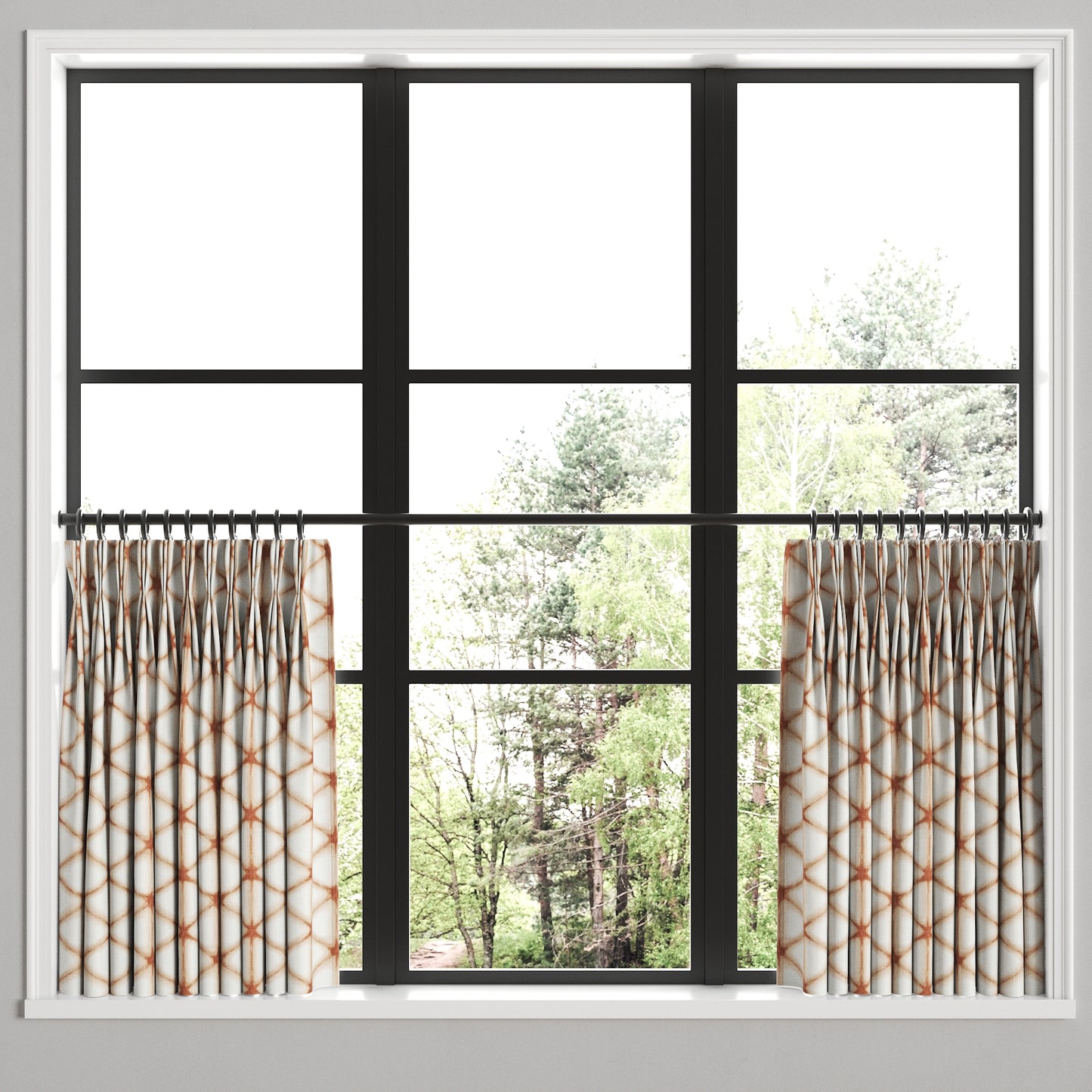 Pinch Pleat Cafe Curtains in Point Taken - Coral