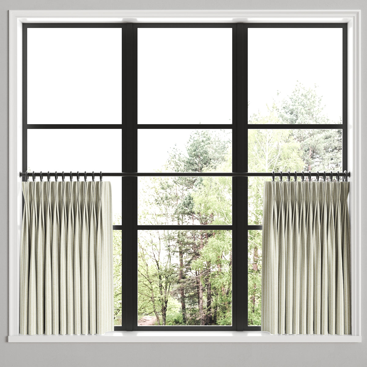 Pinch Pleat Cafe Curtains in Candy Shop Stripes - Dune