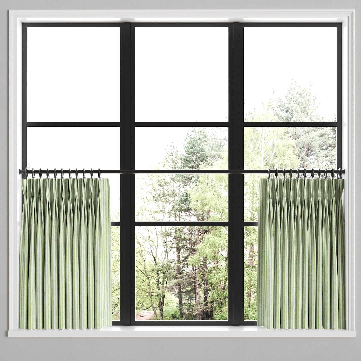 Pinch Pleat Cafe Curtains in Candy Shop Stripes - Lime