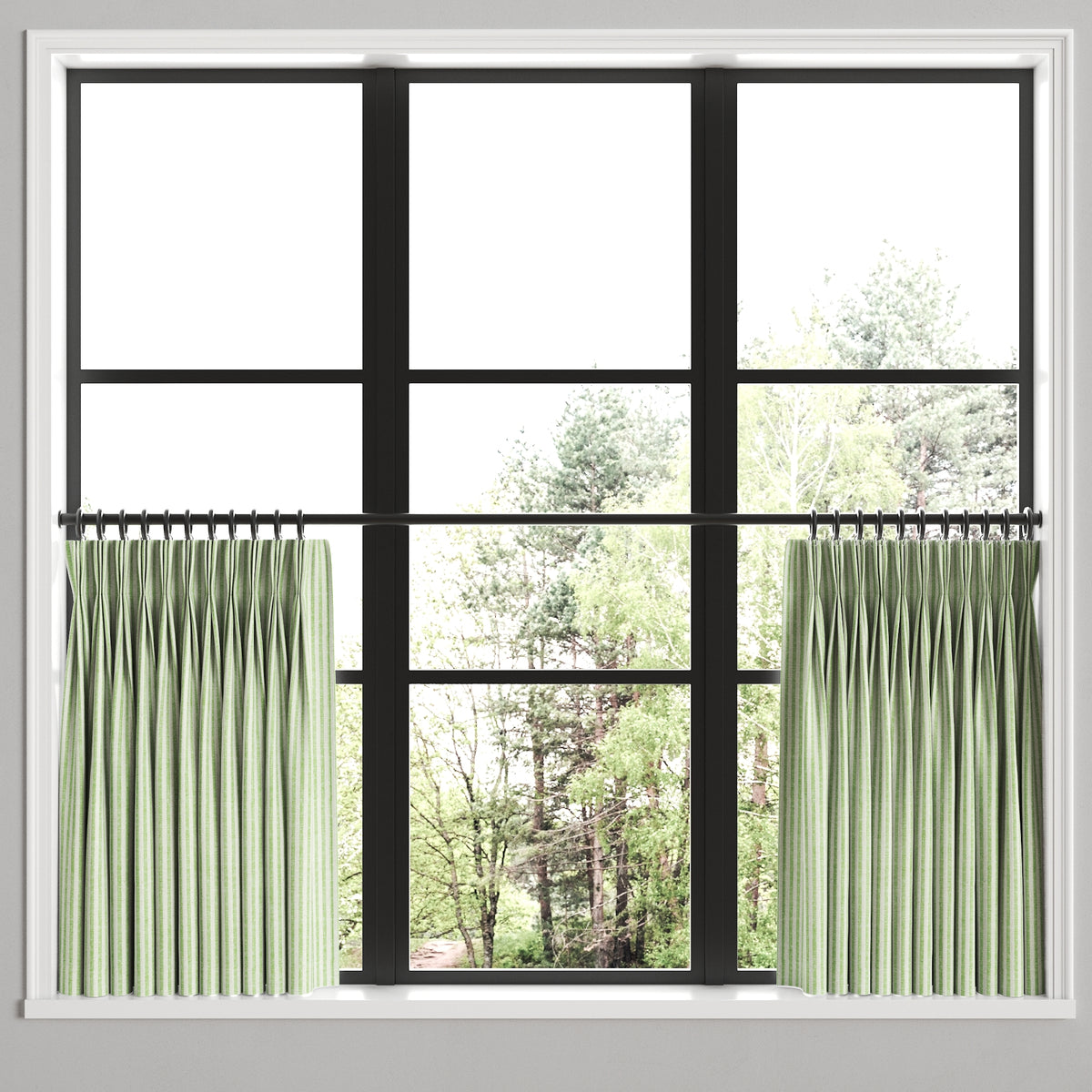 Pinch Pleat Cafe Curtains in Candy Shop Stripes - Lime