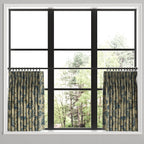 Pinch Pleat Cafe Curtains in Tropical Toile - Lagoon