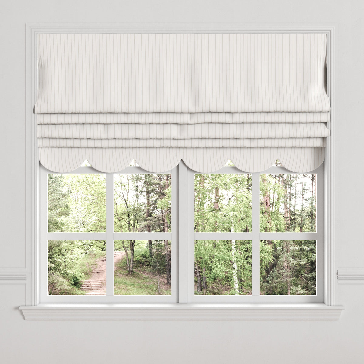 Flat Roman Shade in Sand Dollar Stripes