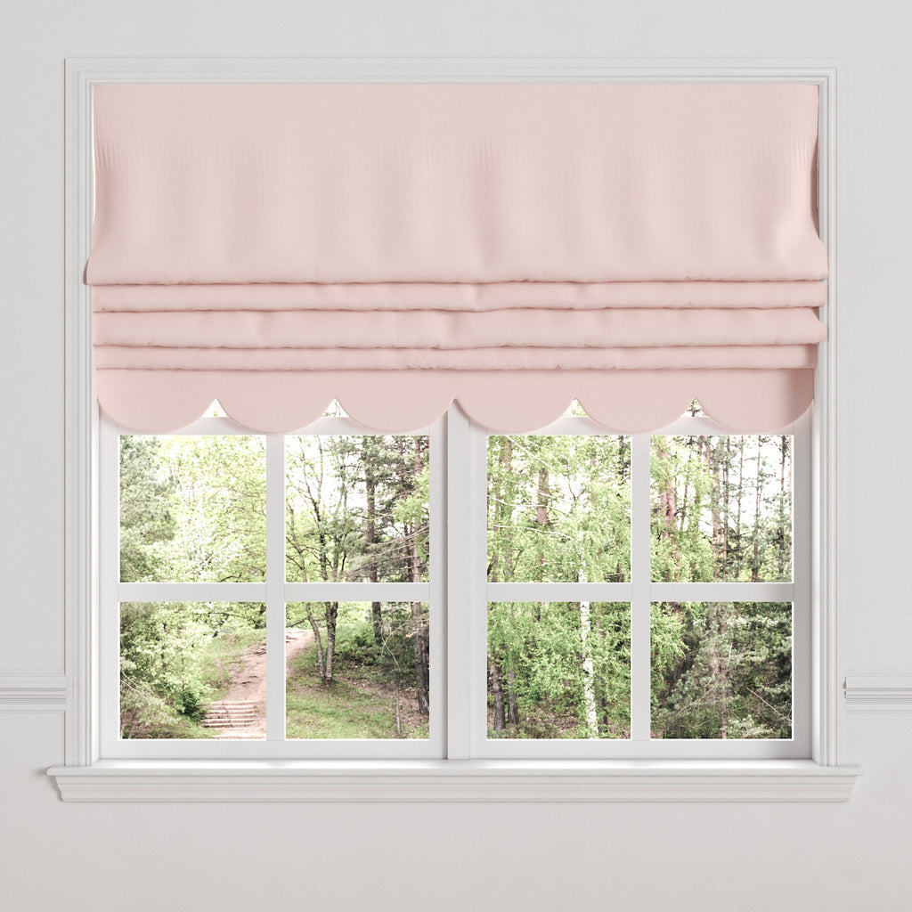 Flat Roman Shade in Classic Linen - Blush