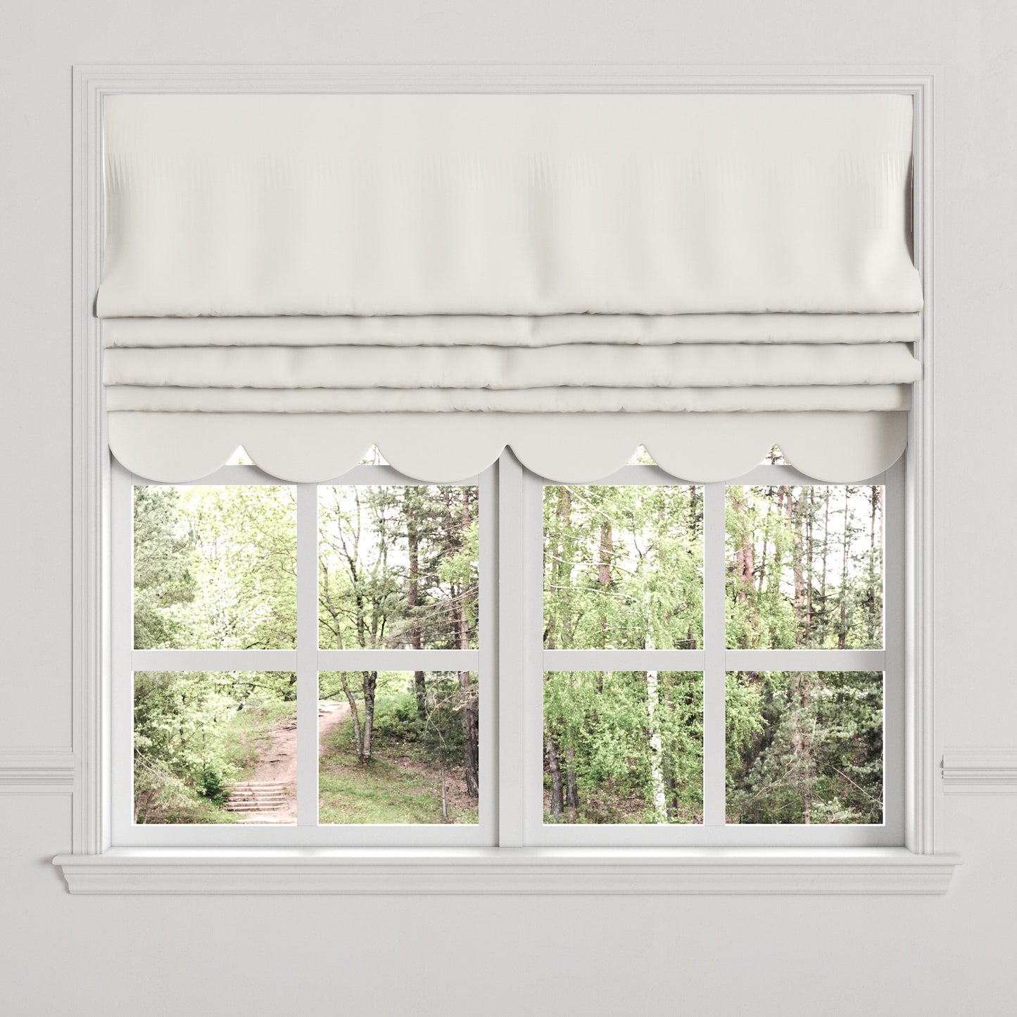 Flat Roman Shade in Classic Linen - Cloud