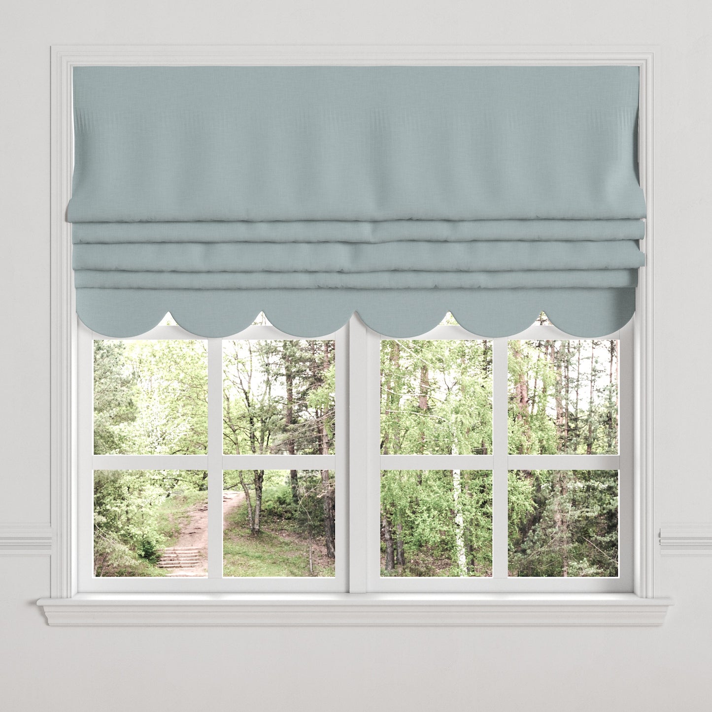 Flat Roman Shade in Classic Linen - Storm