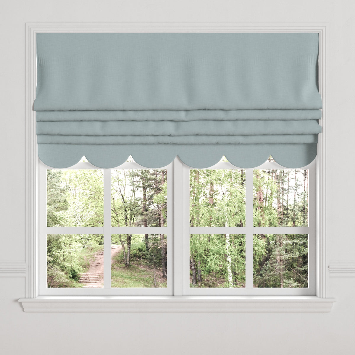 Flat Roman Shade in Classic Linen - Storm