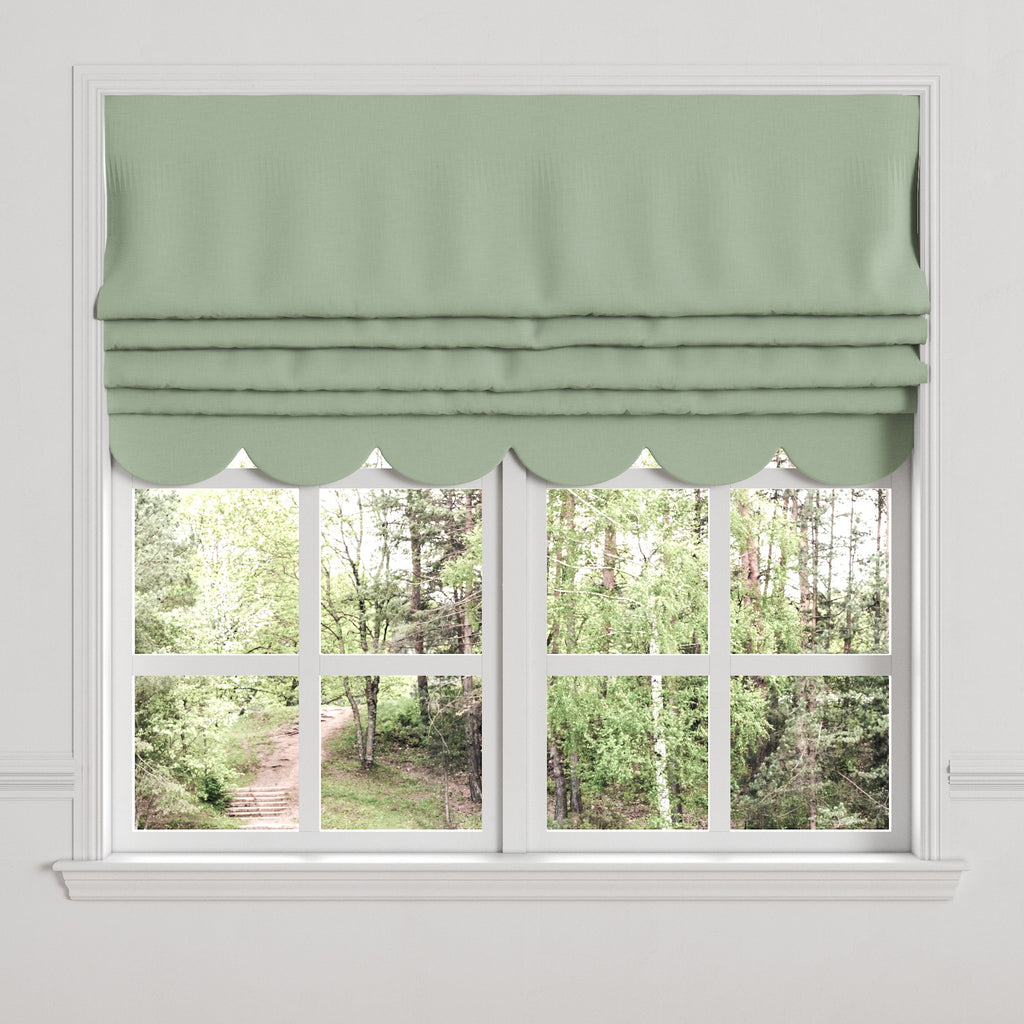 Flat Roman Shade in Classic Linen - Olive
