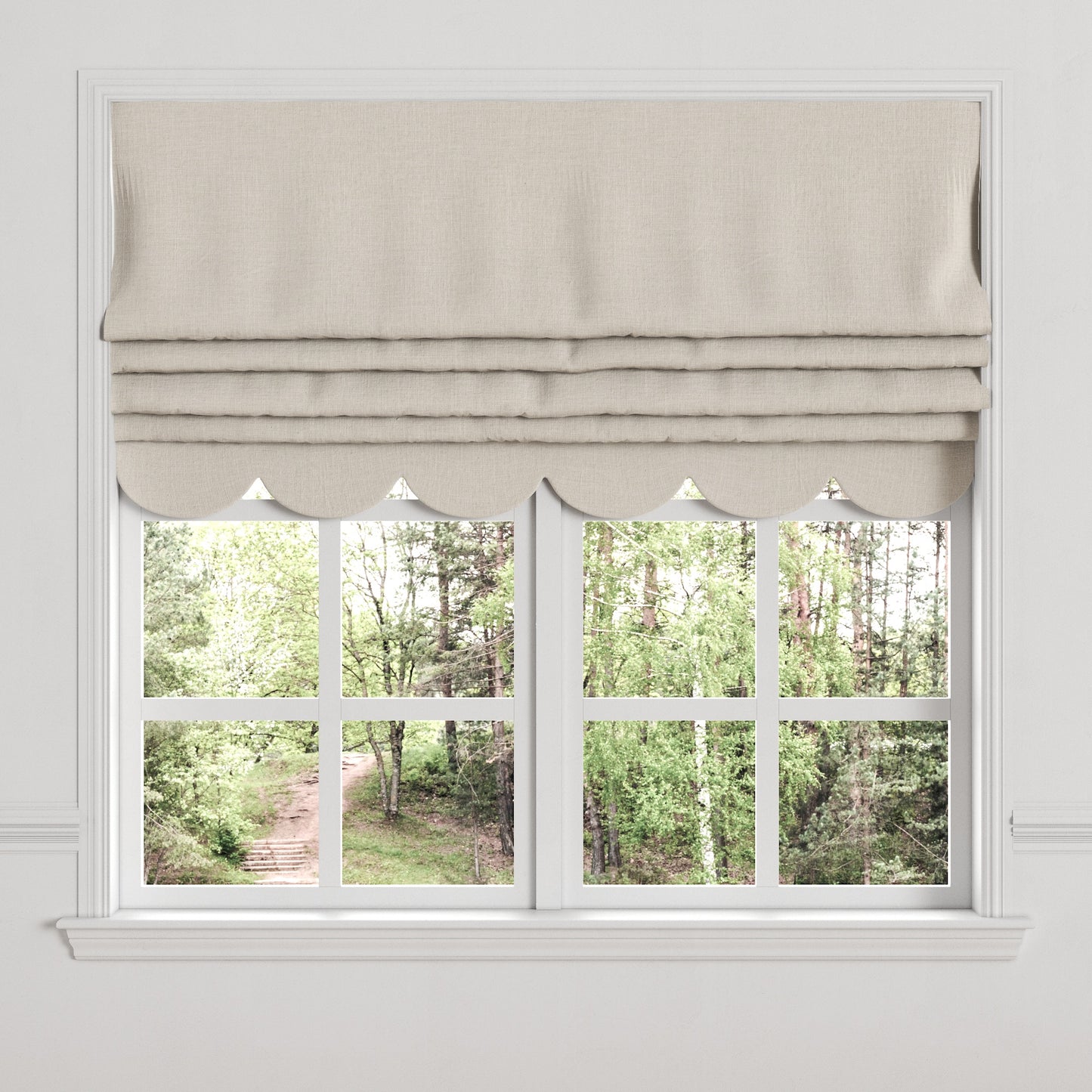 Flat Roman Shade in Classic Linen - Heathered Flax