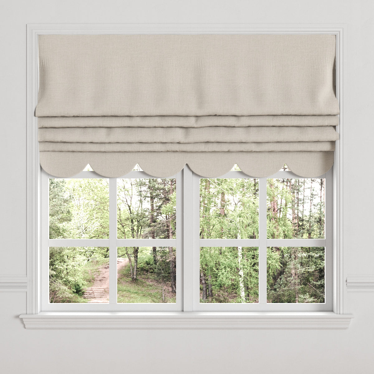 Flat Roman Shade in Classic Linen - Heathered Flax