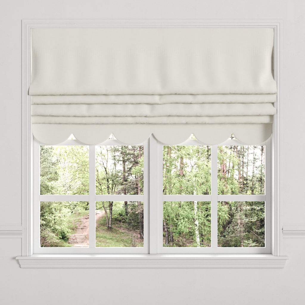 Flat Roman Shade in Classic Linen - Heathered Dove