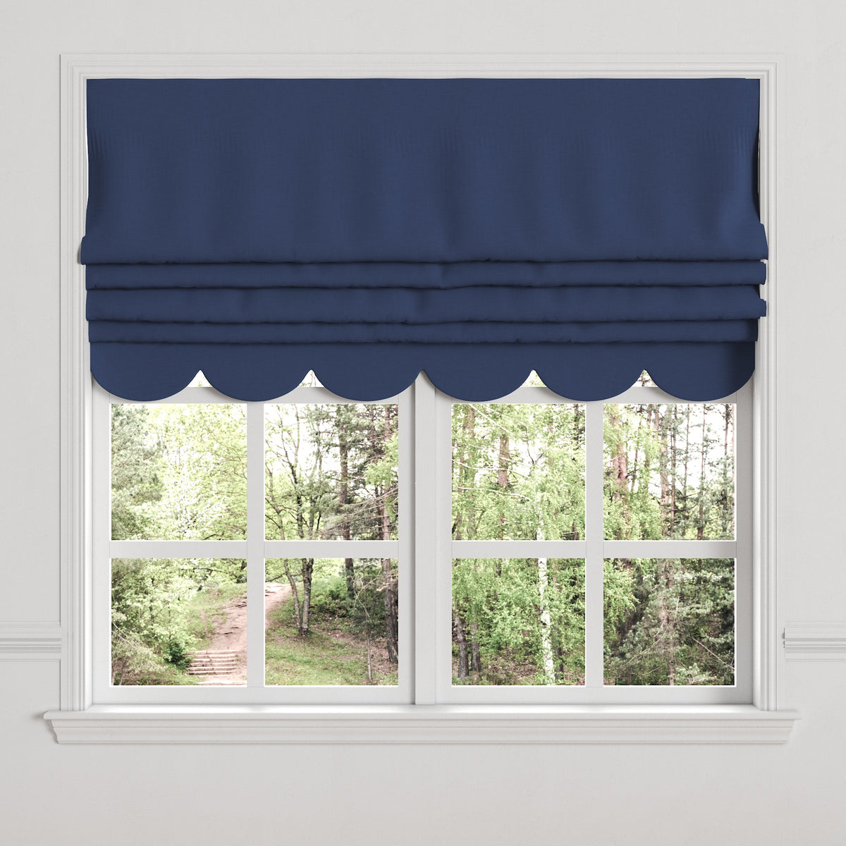 Flat Roman Shade in Classic Linen - Ink