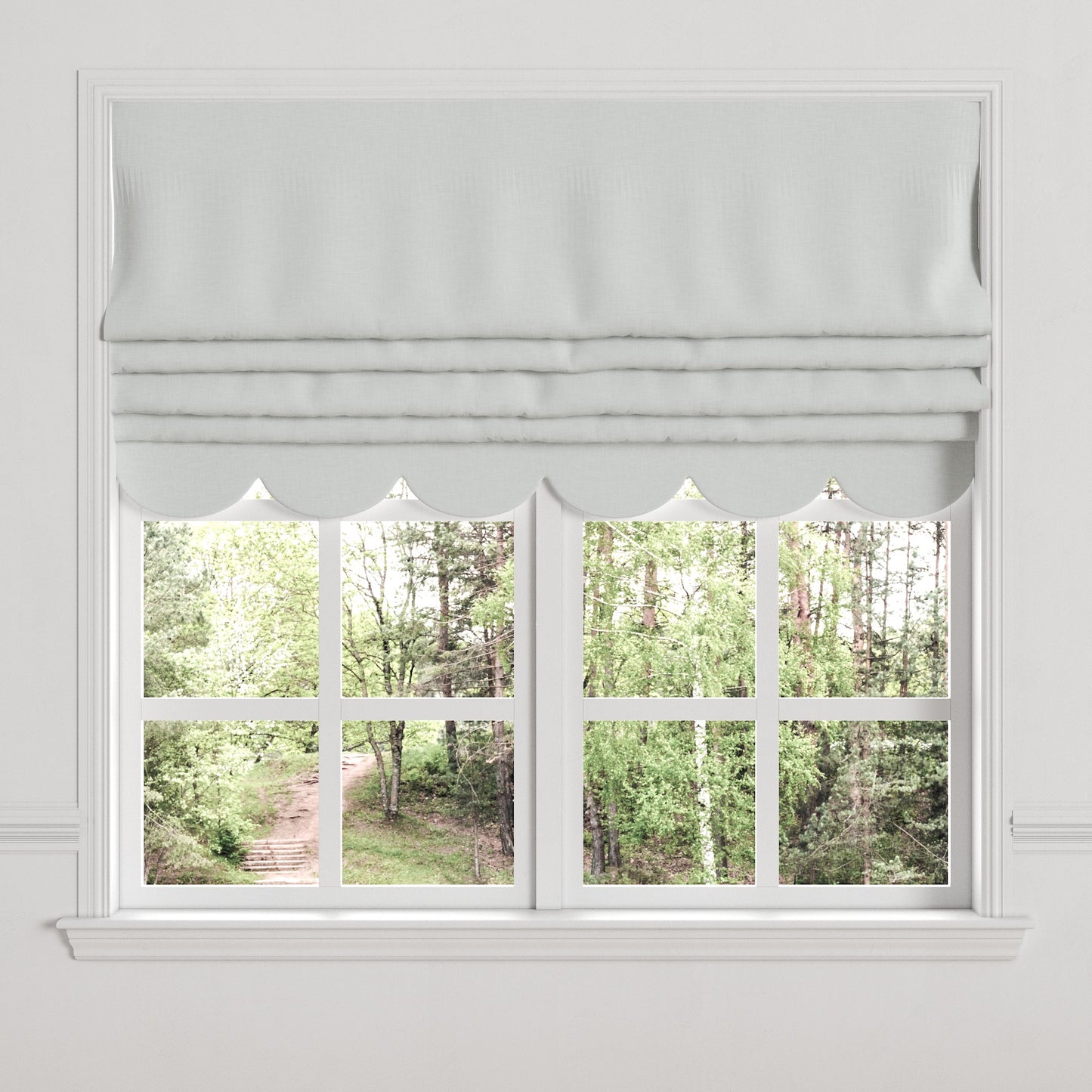 Flat Roman Shade in Classic Linen - Oyster